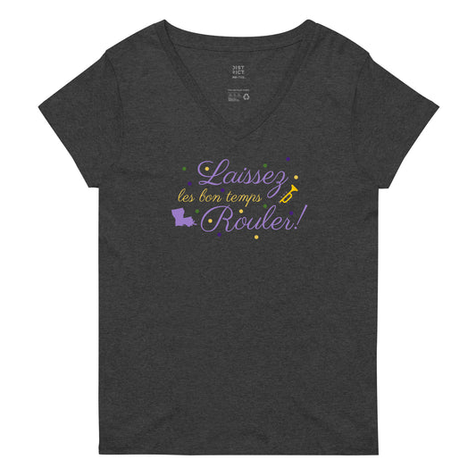 Laissez les bon temps Rouler Women's V-Neck (short sleeve/light logo)